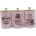 thumbnail image 4 of YISITIAN 3x Kitchen Canisters for Countertop Coffee Tea Sugar Containers Set Iron Restaurants Organizer Rustic Modern Jars Containers, Pink CJ919-7477, 4 of 7