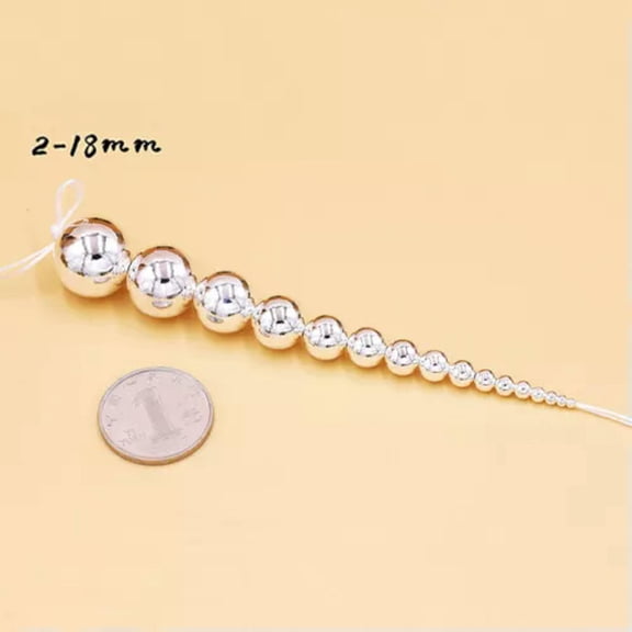 HOOUN 925 Sterling Silver Round Ball Beads Small Hole Seamless Bulk Jewelry 2mm-18mm-7MM (5 PCS)