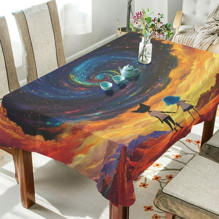

WOBOGO Partner Star Gazing Pattern Square Tablecloth 60×60in Polyester Fabric Tablecloth Washable Dust Resistant Wrinkle Resistant