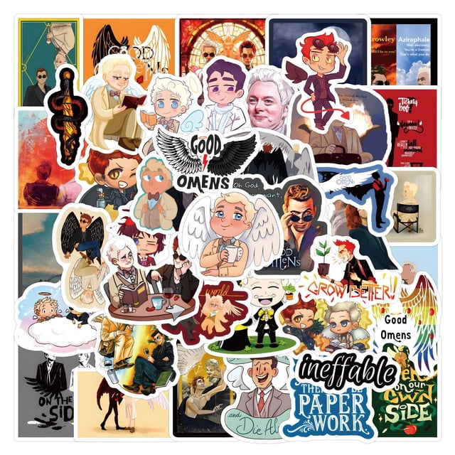 Paquete de pegatinas Goods Omens Anime, vinilo impermeable, 60 unidades