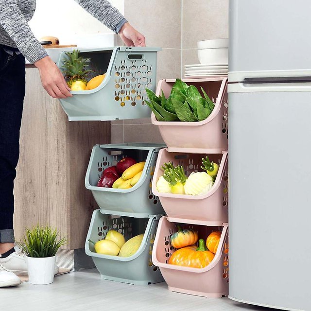 Cesta de almacenamiento de cocina, contenedor de almacenamiento de alimentos, estante para verduras y frutas, caja de almacenamiento de artículos diversos, cesta hueca, suministros de baño