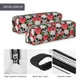 thumbnail image 4 of Yiaed Skull and Roses Print Leather Pencil Case - Leather Pen Pencil Holder - Elegant & Practical Pencil Pouch for Work & Office, 4 of 7