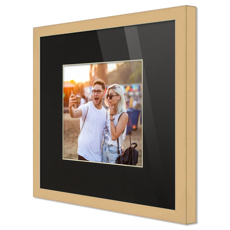 CustomPictureFrames.com 12x12 Frame White Matted for 12x12 Picture or 15x15 Art Poster Without Photo Mat - Display Your 12 x 12 Decor Prints Under UV