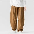 thumbnail image 4 of LMOIPLI Mens Ultra Loose Hip Hop Street Fashion Pants Elastic Waistband Drawstring Wide Leg Cargo Pant Baggy Harem Pant Khaki XL, 4 of 7