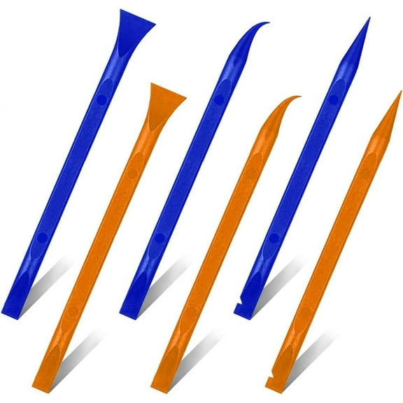 6PCS Carbon Fiber Plastic Scraper, Slim Scraper Pen Scratch Off tool for Lottery Tickets, Ticket Scratcher Tool for Scraping Stickers, Handy Scraper Cleaning, Dirt (Blue Orange)