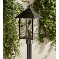 Franklin Iron Works French Garden Rustic Farmhouse Outdoor Post Light Bronze Leaf and Vine Motif 17" Clear Seedy Glass for Exterior Light Barn Deck