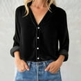 thumbnail image 1 of Qertyioot Chemise Décontractée à Manches Longues pour Femmes, Col Rabattu, Boutons, 1 of 6