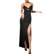 thumbnail image 1 of Gibobby Vestido largo de playa de verano para mujer Vestido largo ajustado con tirantes para mujer(Negro,CH), 1 of 5