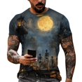 thumbnail image 5 of Trgacdwlo Funny Pumpkin Ghost Mens Halloween Shirts Crew Neck Men's Short Sleeve Shirts Vintage Ghost Pattern Men Graphic T Shirts, 5 of 6