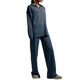 thumbnail image 2 of Pantalones superiores de manga larga para mujer, conjuntos de salón de 2 piezas con cuello vuelto, traje de vacaciones, 2 of 9