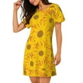 thumbnail image 2 of Yiaed Sun Flowers Print Women's Loose-Fit Short Sleeve Nightgown, Soft and Comfortable Sleep Dress for Relaxation and Sleepwear, 2 of 6