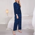 thumbnail image 3 of Fotbe Sparkling Blue Glitter Conjunto de Pijama de Manga Larga para Mujer con Estampado, Ropa de Dormir de 2 Piezas, Conjunto de Casa Suave y Cómodo con Bolsillos-X-Large, 3 of 7
