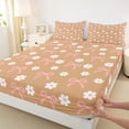 thumbnail image 4 of Erosebridal Cute Bowknot Daisy Full Size Sheets,Cartoon Flowers Blossom Bed Sheets For Girls Kids,Orange White Pink 4pcs, 4 of 6
