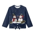 thumbnail image 5 of Xixirimido Snowman Berries Christmas Blue Pattern Girls Long Sleeve Shirts Cute Kids Fashion Crew Neck Tunic Tops Tie-hem Tees for Fall Winter, Size 5-6, 5 of 7