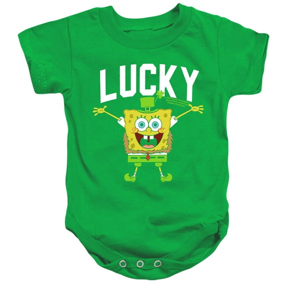 Spongebob Squarepants St. Patrick's Day Lucky Bob Unisex Infant Snap Suit for Baby (18 Months) Kelly Green