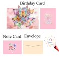thumbnail image 3 of Tarjeta de felicitación Sutjxc, desplegable, rosa, diseño de mariposas y flores, 3 of 7