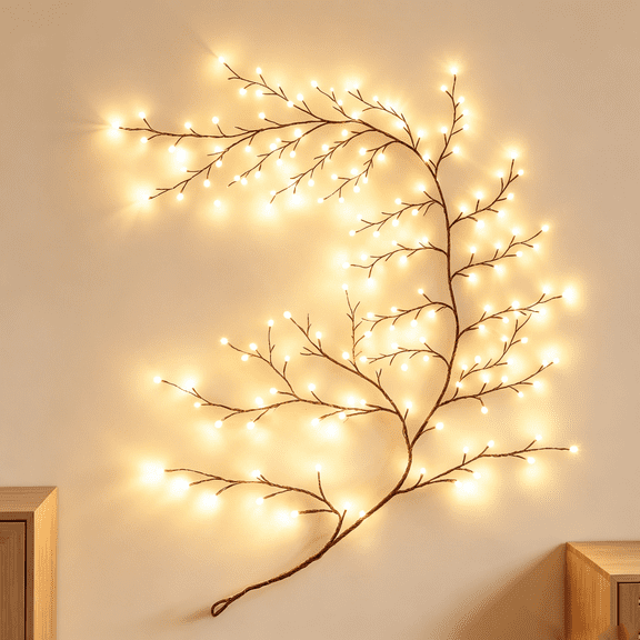 Enchanted Willow Vine Lights, Christmas Swags Decorations Indoor Room Decor, 18 Branches 144 LEDs USB Lighted Willow Vine Lights for Walls Bedroom Home Decor(1 pc)