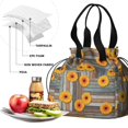 thumbnail image 4 of Sunflower and Plank Brown Pattern Drawstring Insulated Lunch Bag for Women, Stain-Resistant Large Lunch Tote with Multi-Pockets for Work Office, 4 of 6