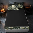 thumbnail image 4 of Homewish Halloween Ghost Zipper Twin Comforter Sets with Fitted Sheet and 2 Pillowcases, Daisy Flower Zipper Bedding Set, Dark Sage Off White, Black Reversible, 4 of 7