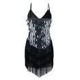 thumbnail image 4 of DailyTrove Women's Sleeveless Sequin Fringe Dress, V-Neck, Party & Night Out Wear, Sparkly Fit, 4 of 6