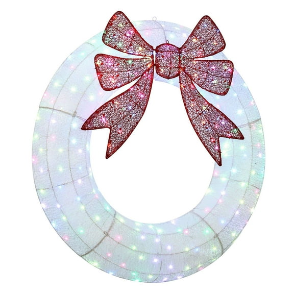 48 Inch Lighted Christmas Wreath, Dual Color LED Wreath with Timer & Remote, Indoor Outdoor Holiday Decoration