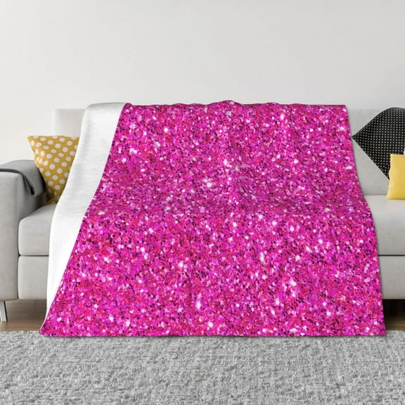Rozeui Rose Red Glitter for Flannel Blanket, Soft Fuzzy Plush King Blanket for Winter, Thick and Warm All-Season Bed Throw-50"x40"