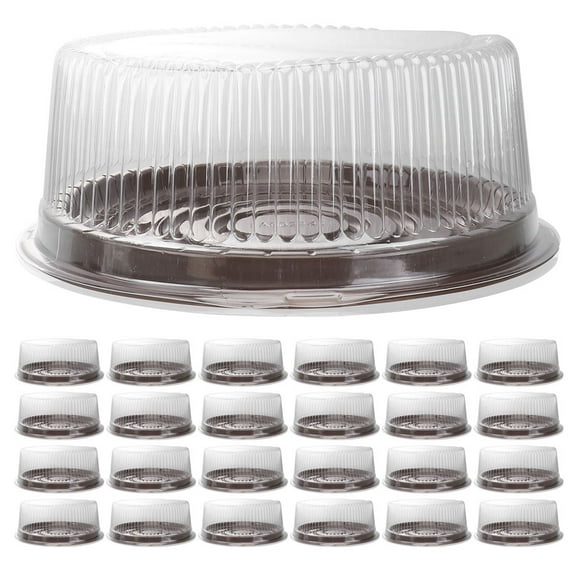 Tineasur Transparent Plastic Round Cake Containers Carrier with Dome Lid 25pcs Food Protection