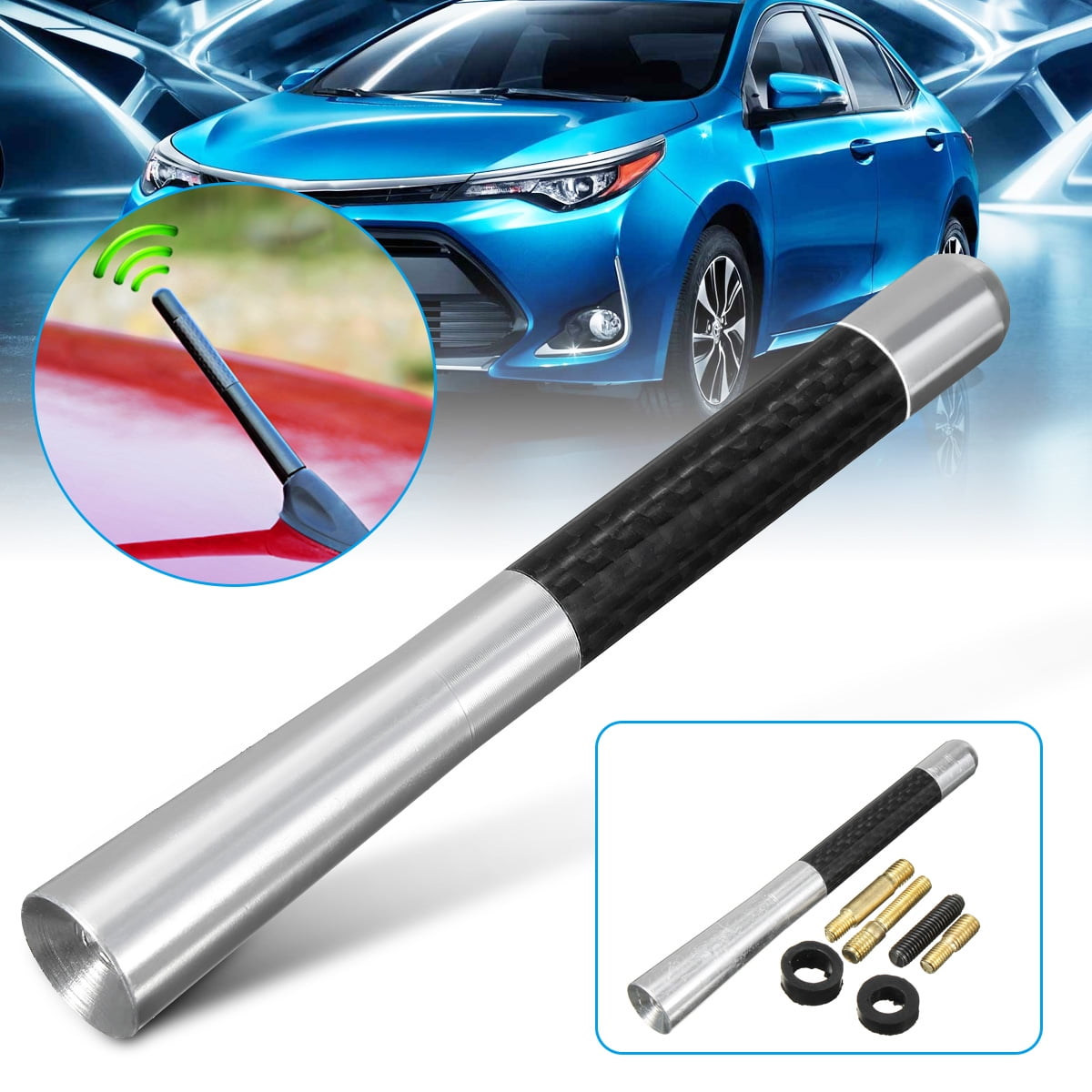 Aluminum Car Short Decoration Antenna Aerial Universal Replacement for Auto Red