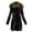 Black, variant on Women's Quilted Winter Warm Coat with Fur Collar and Hooded Jacket, Thick and Insulated for Freezing Temperatures, in Black, Size L
