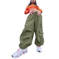 thumbnail image 3 of VISgogo, pantalones informales para mujer con cintura elástica, cordón ajustable, decoración de bolsillo, ropa suelta de verano VISgogo  moda, 3 of 4