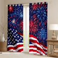 thumbnail image 2 of Manfei Fireworks American Flag Kitchen Curtains,Patriotic Theme Black Out Curtains Pack of 2 (42x63 Each),Red White Navy, 2 of 7