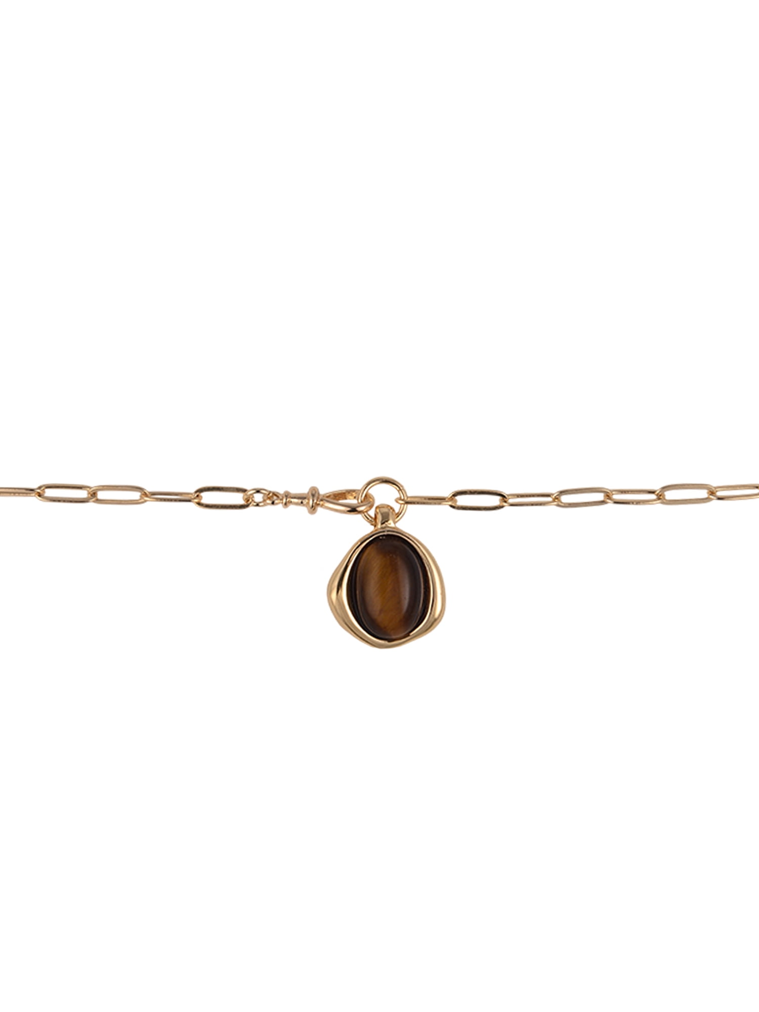 Time and Tru Goldtone Tiger Eye Round Pendant Necklace
