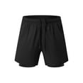 thumbnail image 4 of Men's 2 in 1 Running Shorts Gym Workout Quick Dry Mens Shorts with Phone Pocket Drawstring Sport Pants with Compression Liner Black S, 4 of 8