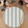 thumbnail image 3 of Blue Stripe Round 15 Inch Placemats Set of 8, Modern Farmhouse Geometric Retro Striped HeatResistant Non Slip Place Mats for Dining Table, Wipeable Braided Kitchen Table Mats for Housewarming, 3 of 9