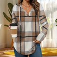 thumbnail image 2 of Dyfzdhu Long Sleeve Shirts For Women Hoodies Long Sleeve Plaid Shirts Lightweight V Neck Oversized Pullover Sweatshirts Casual Fall Sweater Tops Womens Blouses, 2 of 7