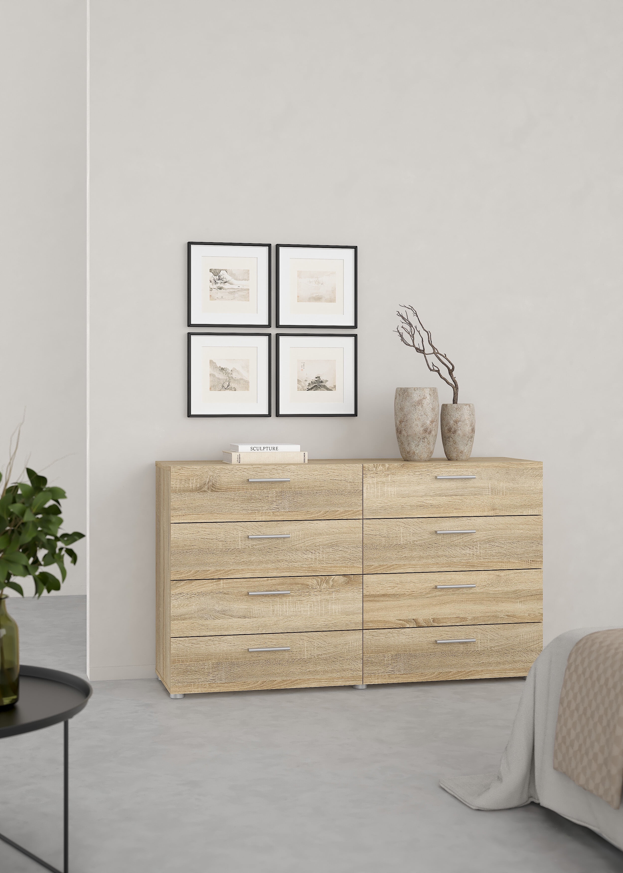 Tvilum Loft 8 Drawer Double Dresser for Adults, Oak Structure