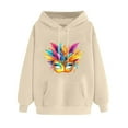 thumbnail image 3 of VBTAPA Mardi Gras 2025 Hoodies for Women Carnival Mask Printed Long Sleeve Drawstring Hooded Sweatshirt Novelty Holiday Pullover Hoodie with Kangaroo Pocket Beige XXL, 3 of 6