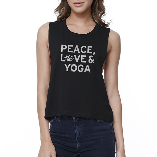 365 Printing - Peace Love Yoga Crop Top Yoga Work Out Tank Top Cute ...
