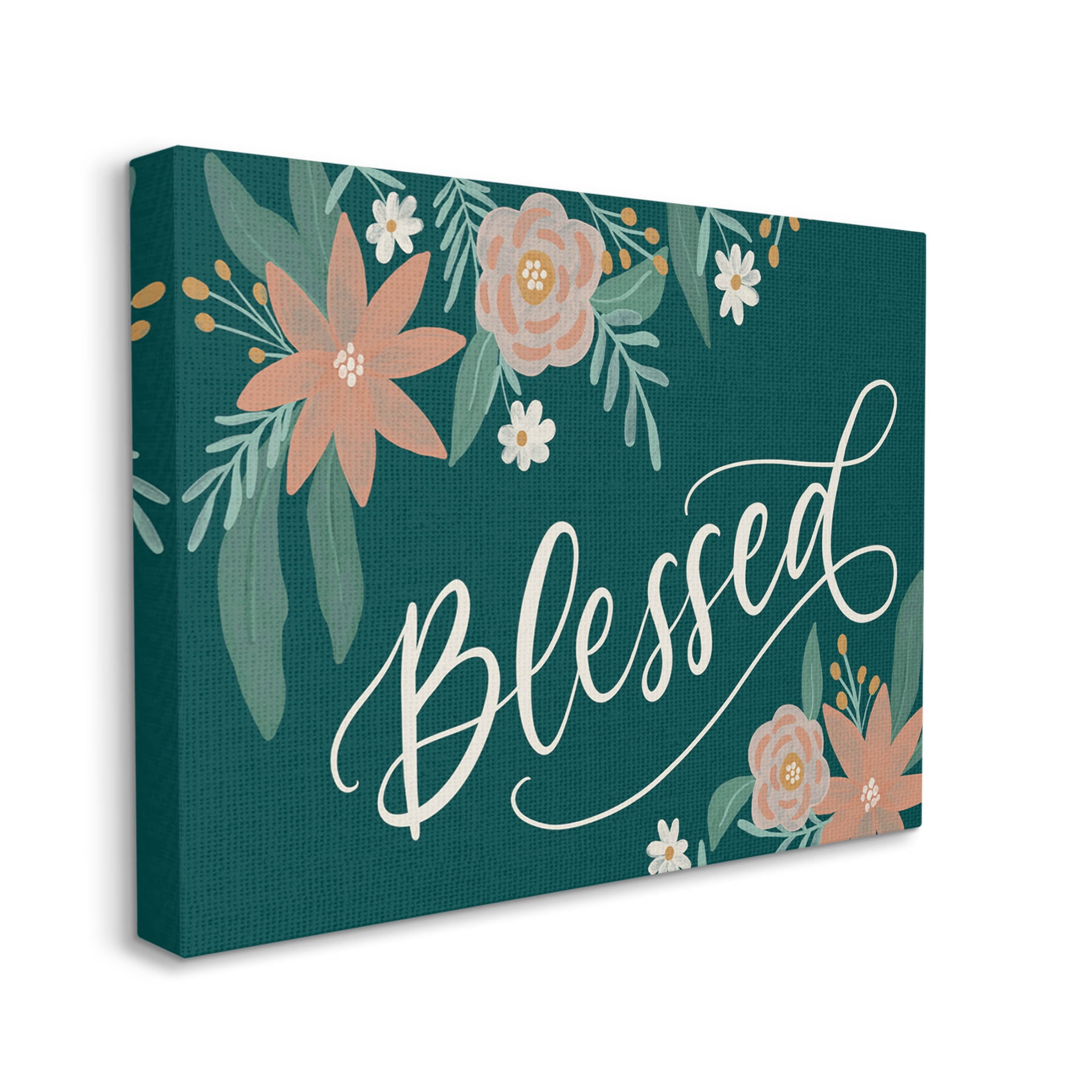 Blessed Floral Green Blossoms Botanical & Floral Graphic Art Gallery Wrapped Canvas Print Wall Art