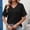 Black, variant on Women'S Summer Tops V-Neck Minimalist Blue Short Sleeve Lace Retro Vintage Solid Blouses & Tops Sky Blue,Xxl