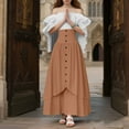 thumbnail image 3 of Hvyesh Costume Women Outfit with Renaissance Peasant Skirt + Off Shoulder Trumpet Sleeve Tops, Victorian Skirt High Waisted Button Skirt Set for Womens Halloween Costumes, 3 of 8