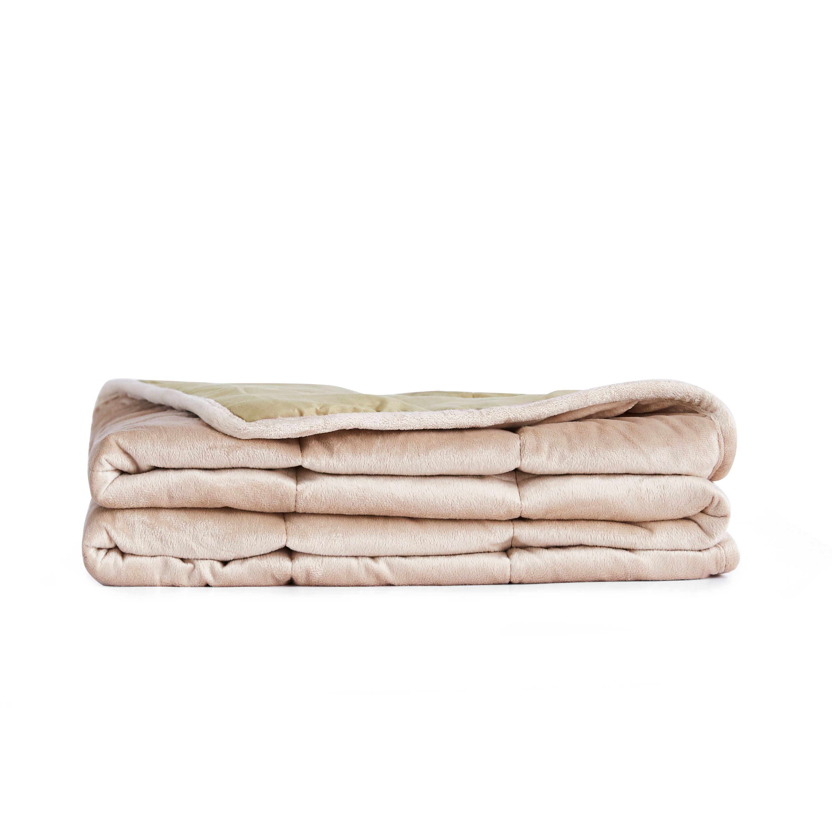 Smith & Brown 12 lb Weighted Blanket Premium Ultra Plush Mink to Microfiber 48" x 72", Tan, Adult