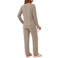 thumbnail image 4 of Weekease Woman Pajamas Set Henley Neck Long Sleeve Tops Drawstring Pants Two Piece Outfit Loungewear with Pockets, 4 of 7