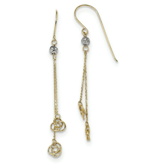Primal Gold 14 Karat Two-tone Diamond-cut Love Knot Dangle Shepherd Hook Earrings