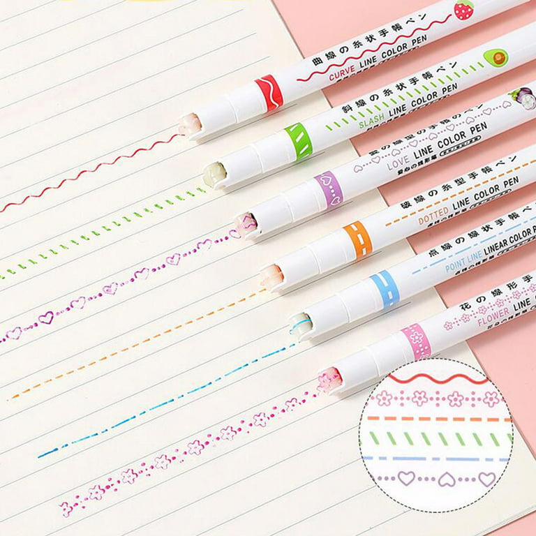 Clearance！EQWLJWE Colored Curve Pens, Double Tip Pens with 6 Different  Curve Shapes & Colors Fine Tips, Journal Planner Pens For Writing  Journaling