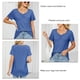 thumbnail image 3 of Camisetas de manga corta con cuello en V para mujer, camisetas informales plisadas de Color puro a la moda para mujer, camisetas de verano para viajes diarios y oficina, 3 of 6