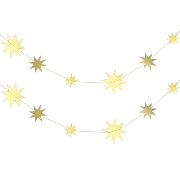 Masteelf Golden Star Hanging Banner Decorations for Parties, Chic Card Paper Pendant, 2 Pieces
