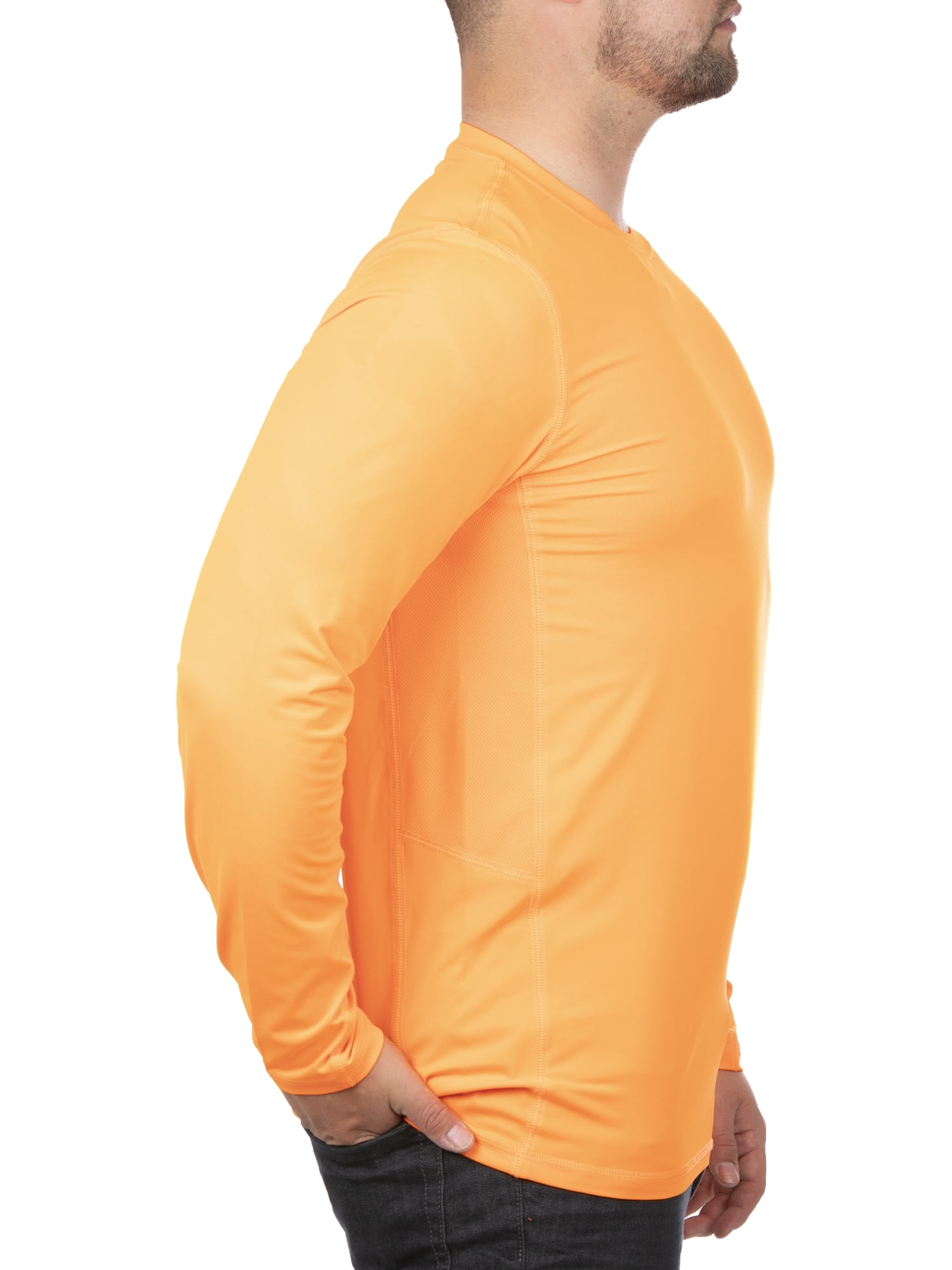 Mossy Oak Men's Blaze Orange Long Sleeve Performance Tee Shirt, Up to 3XL