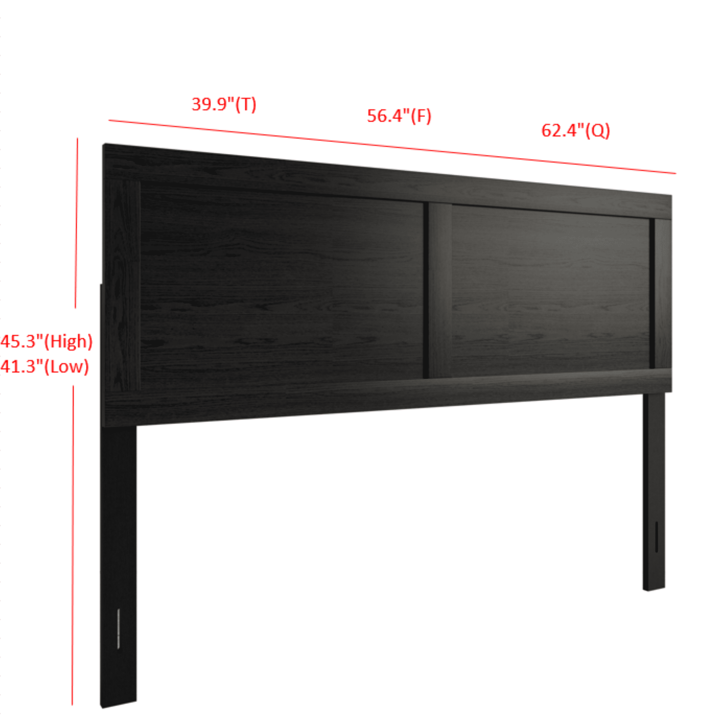 Home Design Yakima Full Headboard with Farmhouse Design, Black, Adjustable Height, Easy Assembly