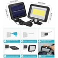 thumbnail image 2 of Lámpara solar para exteriores con detector de movimiento por infrarrojos, reflector LED para exteriores de 100 COB con detector, iluminación de seguridad, 500 LM a prueba de agua IP65, para jardín, al, 2 of 5